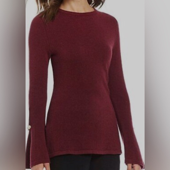 ANTONIO MELANI Sweaters - EUC Antonio Melani Madilyn Garnet Wine Cashmere Sweater Pearl Bell Sleeves